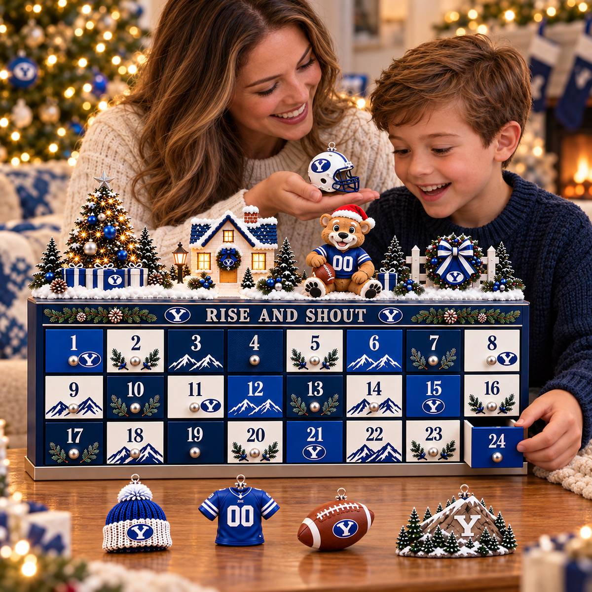 Premium BYU Christmas Wooden Advent Calendar PVNA