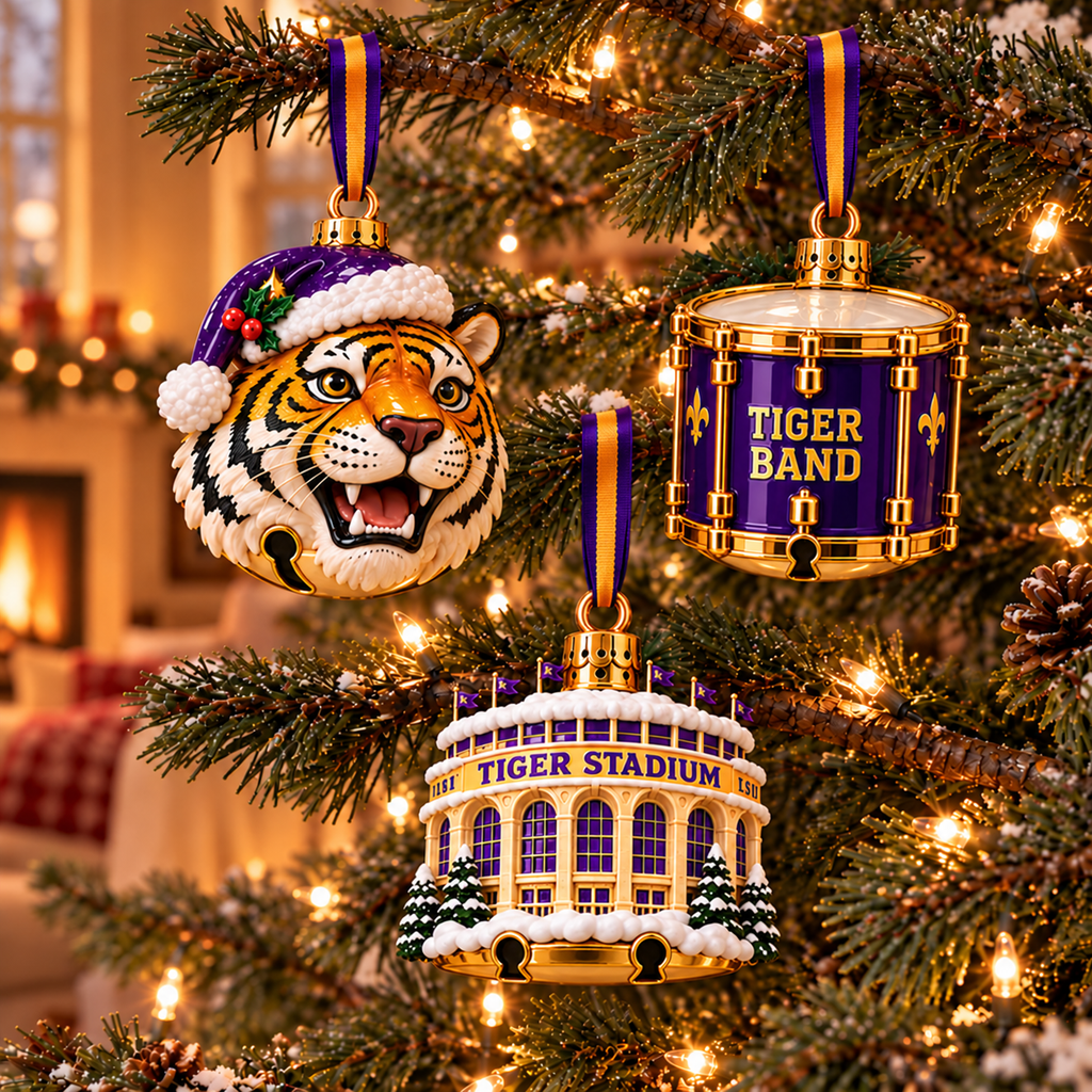 Premium LSU Christmas Bell Ornament TTMH