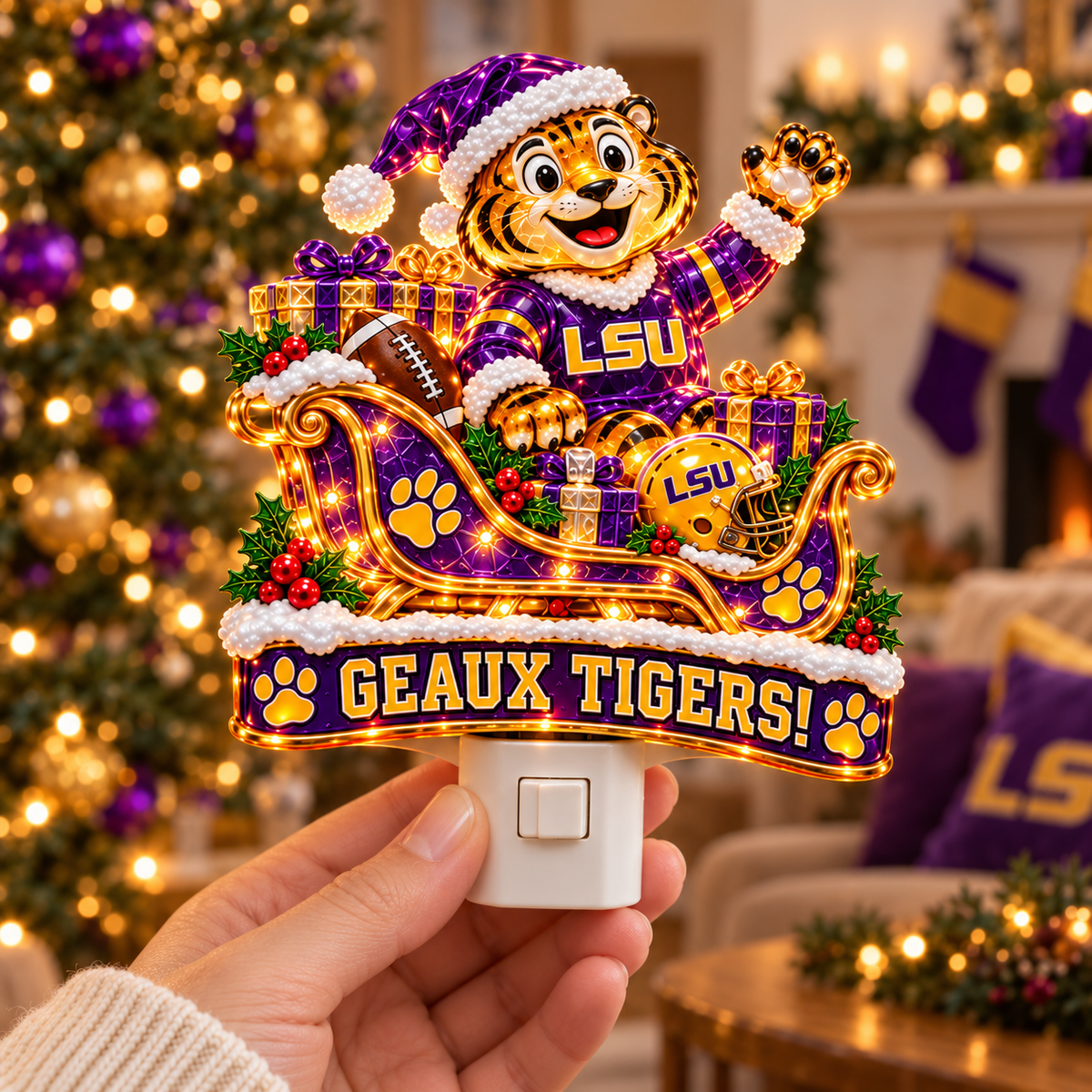 LSU Christmas Plug-In Night Light Set TMH
