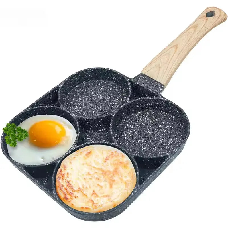 4-Hole Frying Pot Pan Thickened Omelet Pan Non-stick Egg Pancake Steak Pan Cooking Egg Ham Pans Breakfast Maker Cookware Pan