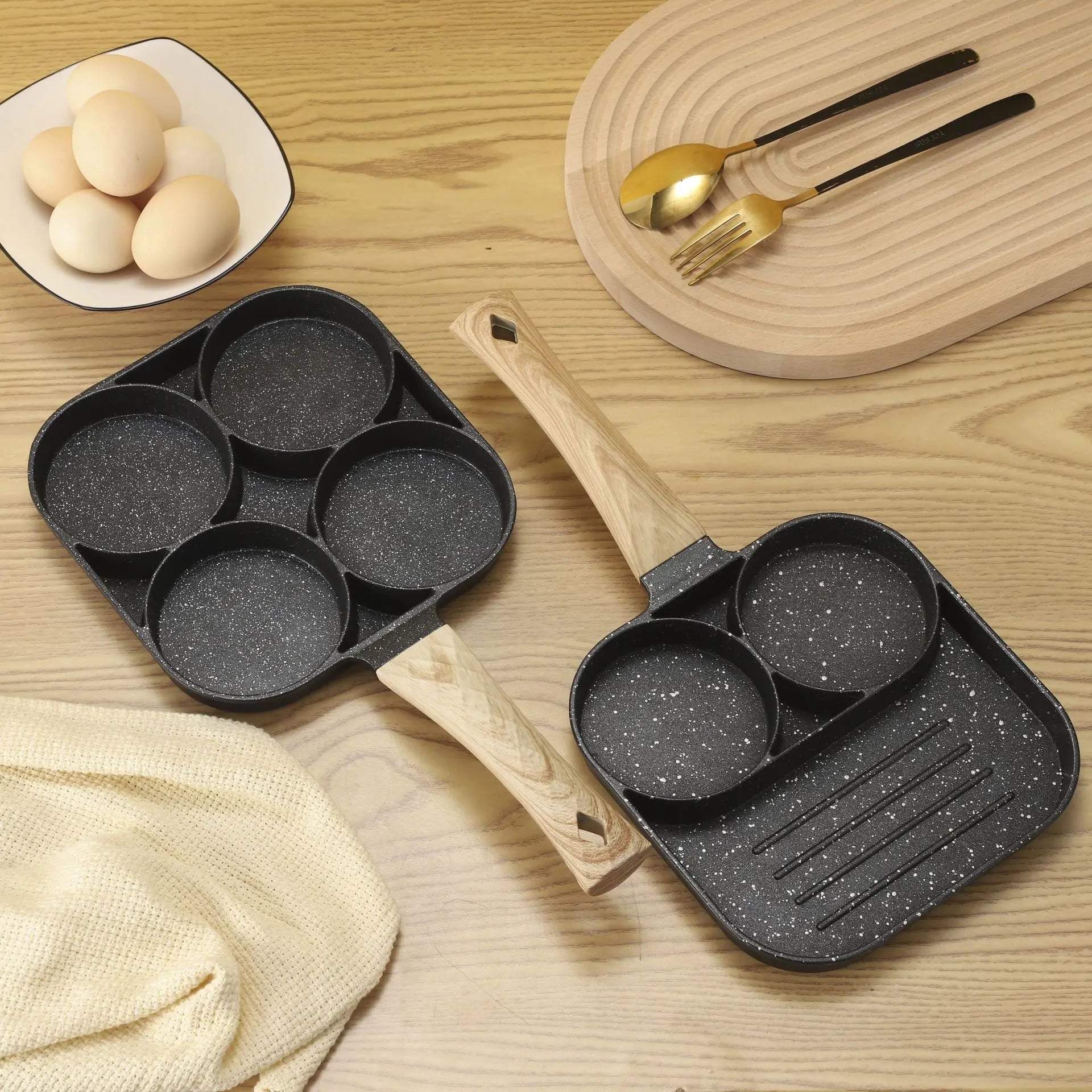 4-Hole Frying Pot Pan Thickened Omelet Pan Non-stick Egg Pancake Steak Pan Cooking Egg Ham Pans Breakfast Maker Cookware Pan