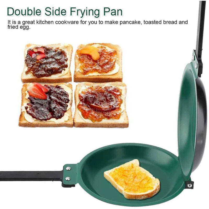 Double sided folding non stick frying pan, breakfast pan, waffle and cake frying pan, kitchen tools, new kitchen accessories
