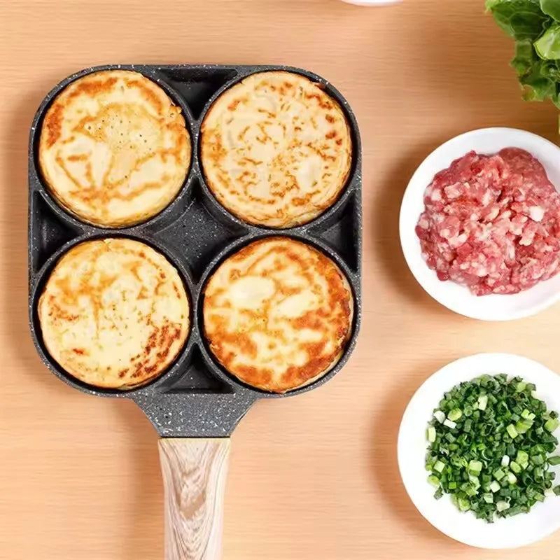 4-Hole Frying Pot Pan Thickened Omelet Pan Non-stick Egg Pancake Steak Pan Cooking Egg Ham Pans Breakfast Maker Cookware Pan